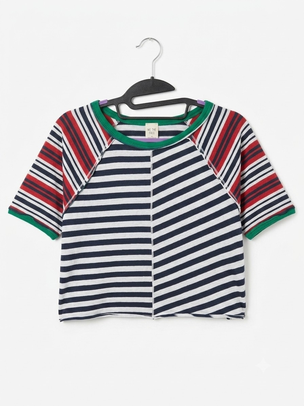 ✏️​We The Free Free People Sammie Stripe Crop Raglan Tee